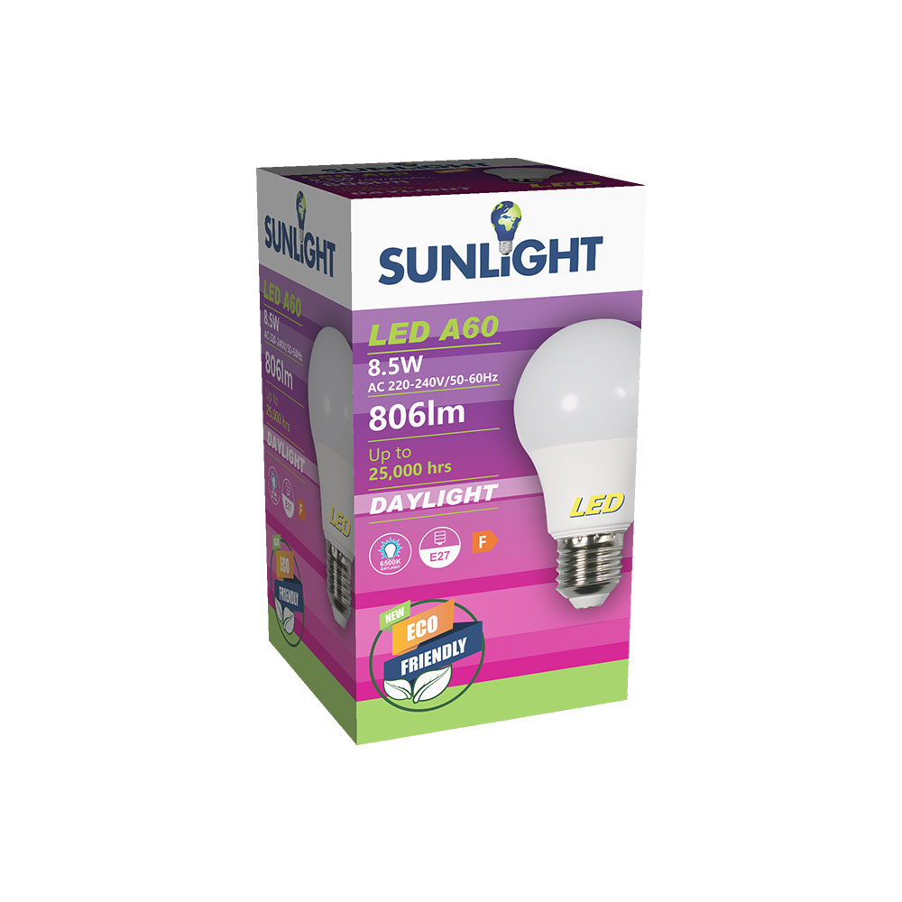 SUNLIGHT LED 8.5W A60 LAMP E27 806LM 6500K FROSTED