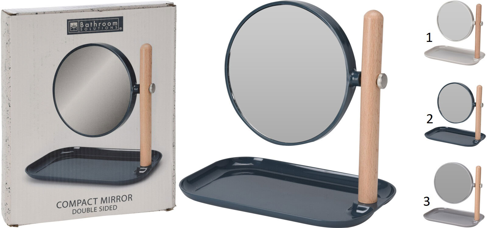 MAKE UP MIRROR ON STAND 3 ASSORTED COLORS