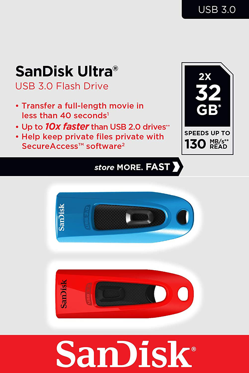 SANDISK ULTRA USB 3.0 2PCS 32GB