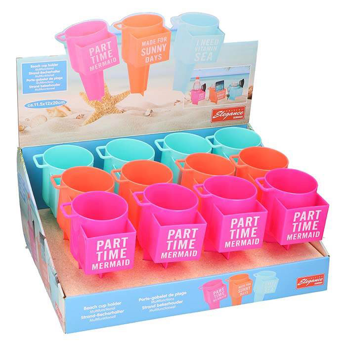 BEACH DRINK HOLDER 3 ASSORTED COLORS PP