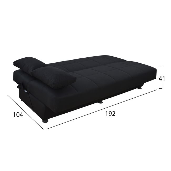 EGE HM3067.01 SOFA BED 3 SEATS VELVET BLACK 192X74X82CM