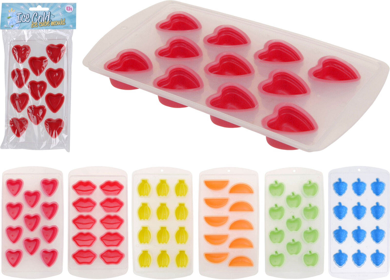 ICE CUBE MAKER TPE WITH PP 6 ASSORTED DESIGNS