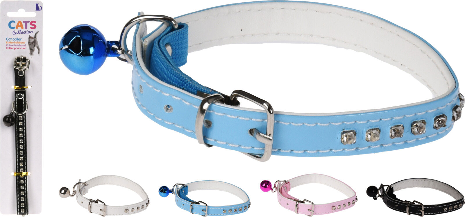 CAT COLLAR WITH DIAMONDS 4 ASSORTED COLOURS
