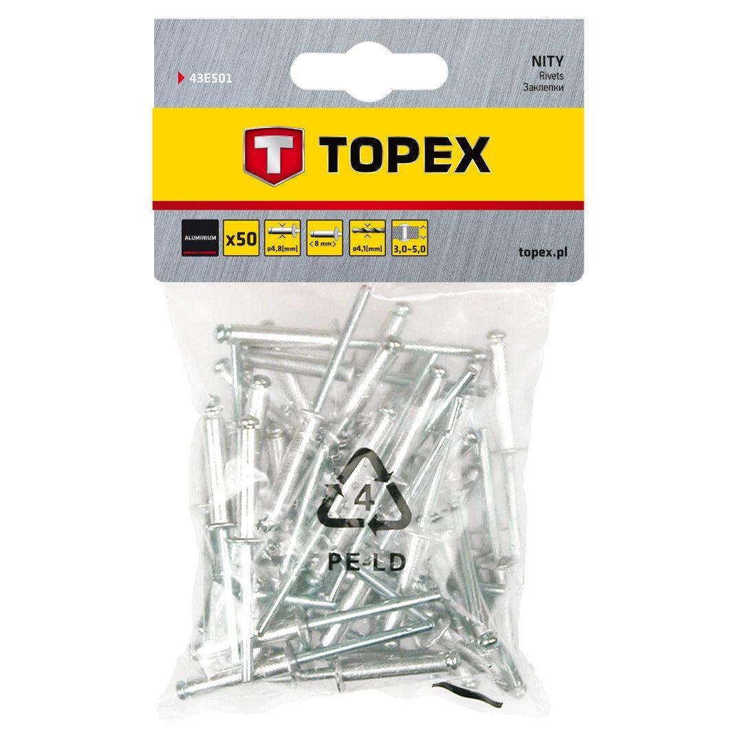 TOPEX 50PCS RIVETS 4.8 X 8MM 