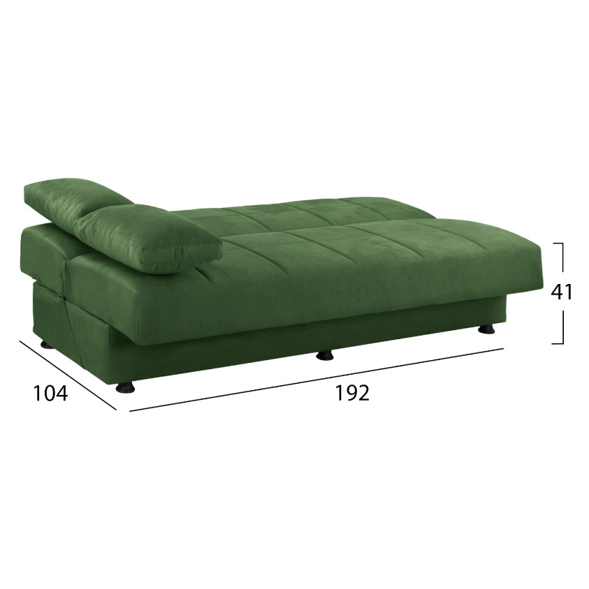 EGE 1214 HM3067.07 SOFA BED 3 SEATS STORAGE VELVET GREEN 192X74X82CM