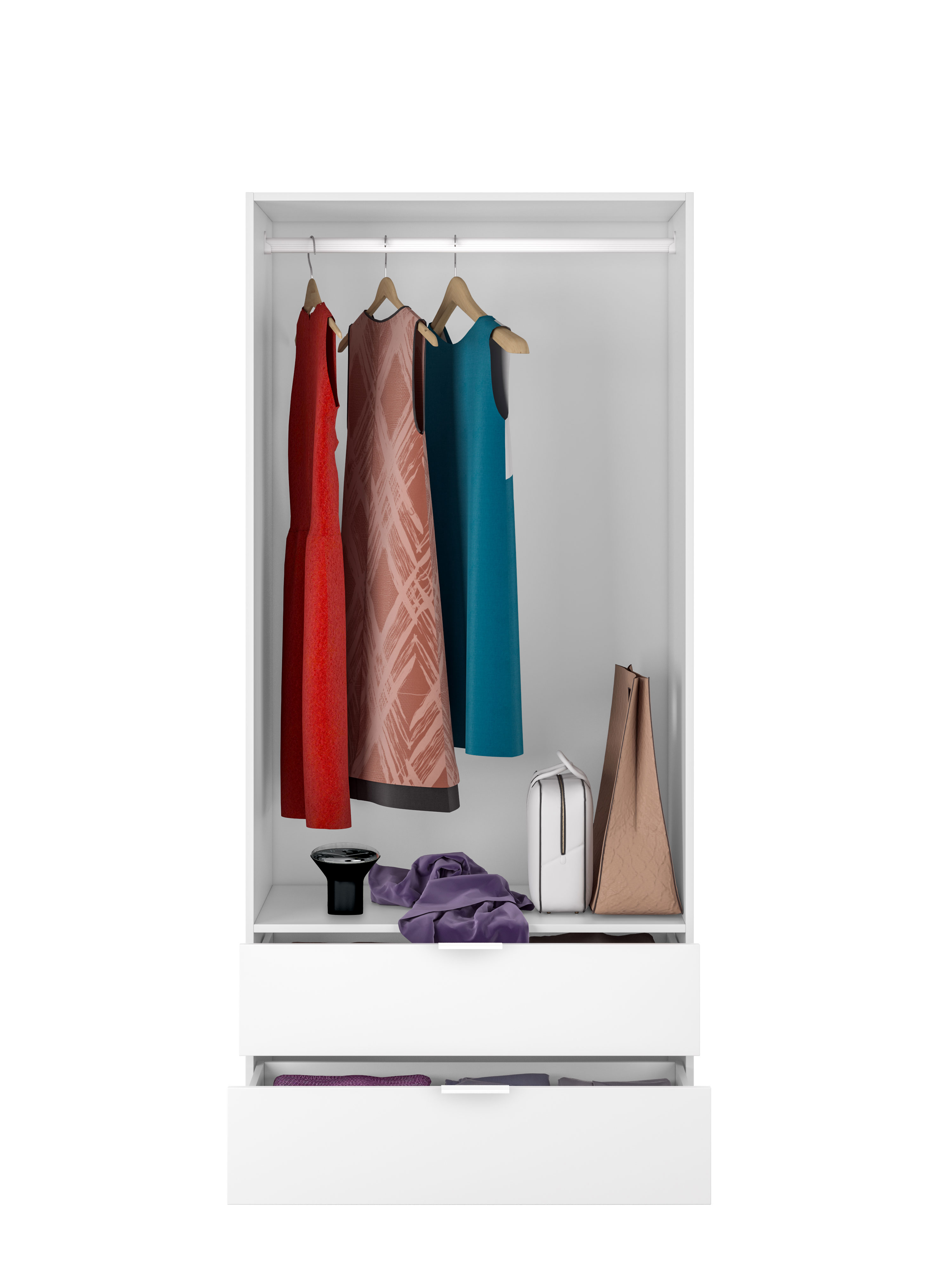 FORES LCX222O WARDROBE 2 DOORS AND 2 DRAWERS WHITE 180X81X52CM
