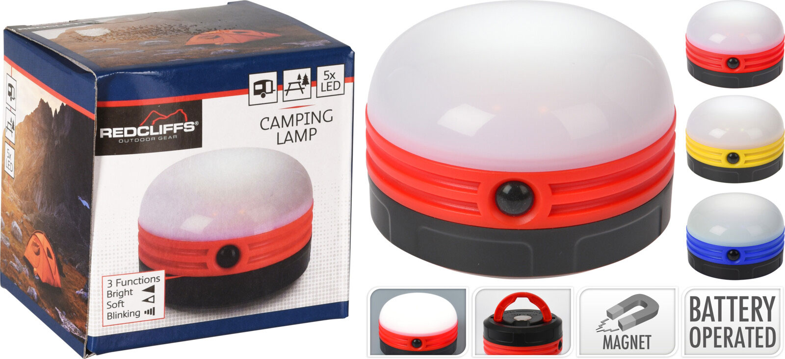 CAMPING LIGHT PUSH FUNCTION 3 ASSORTED COLORS