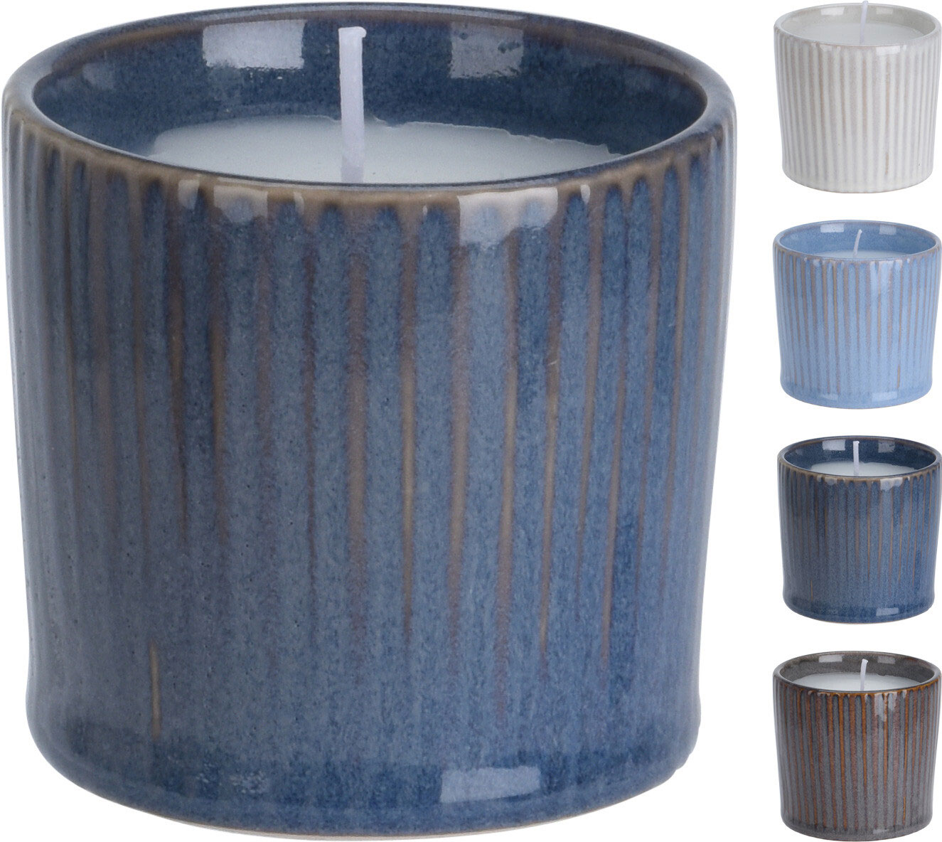 CANDLE IN POT 67X67X62MM 4 ASSORTED DESIGNS