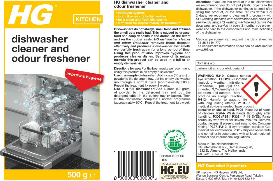 HG DISHWASHER CLEANER AND ODOUR FRESHENER
