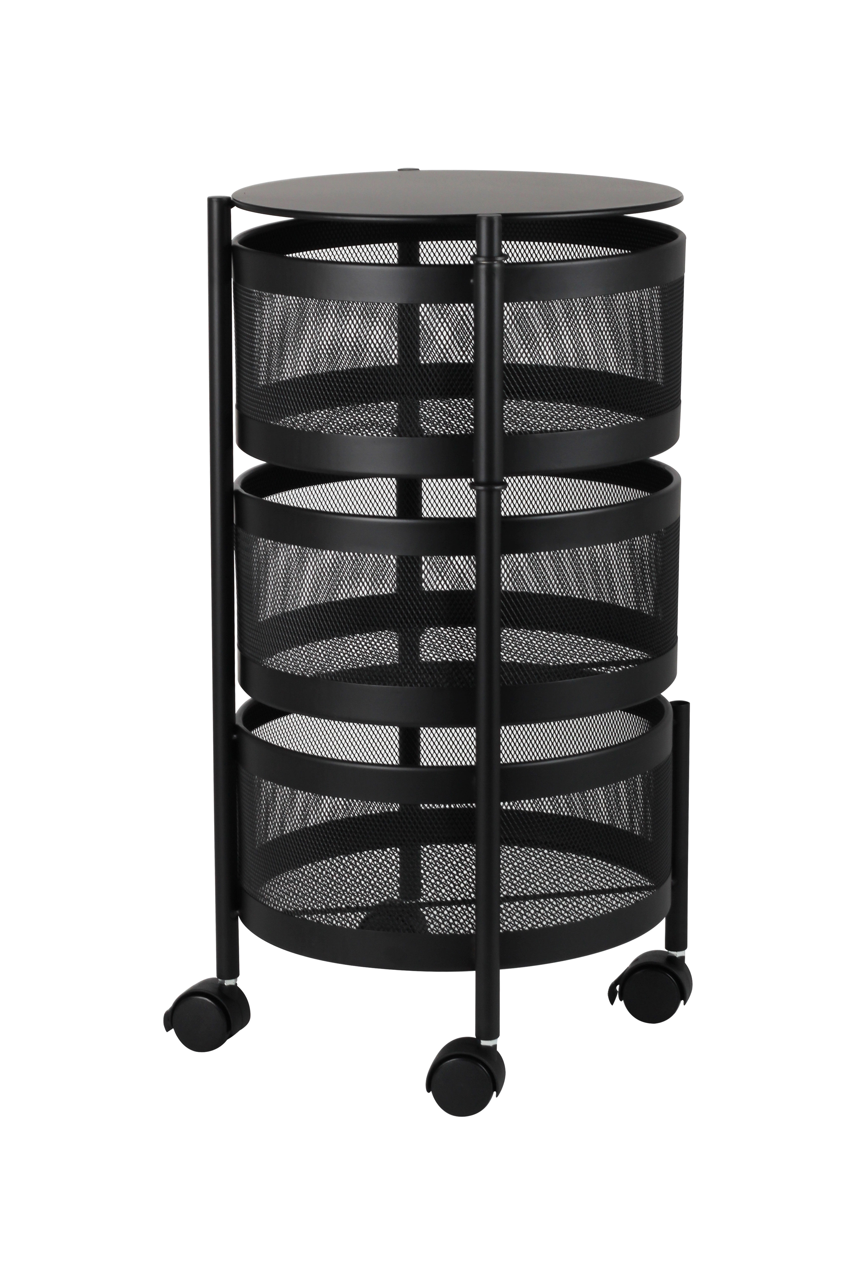 EVI TROLLEY WITH 3 LAYERS BLACK 31.5X31.5X56HCM