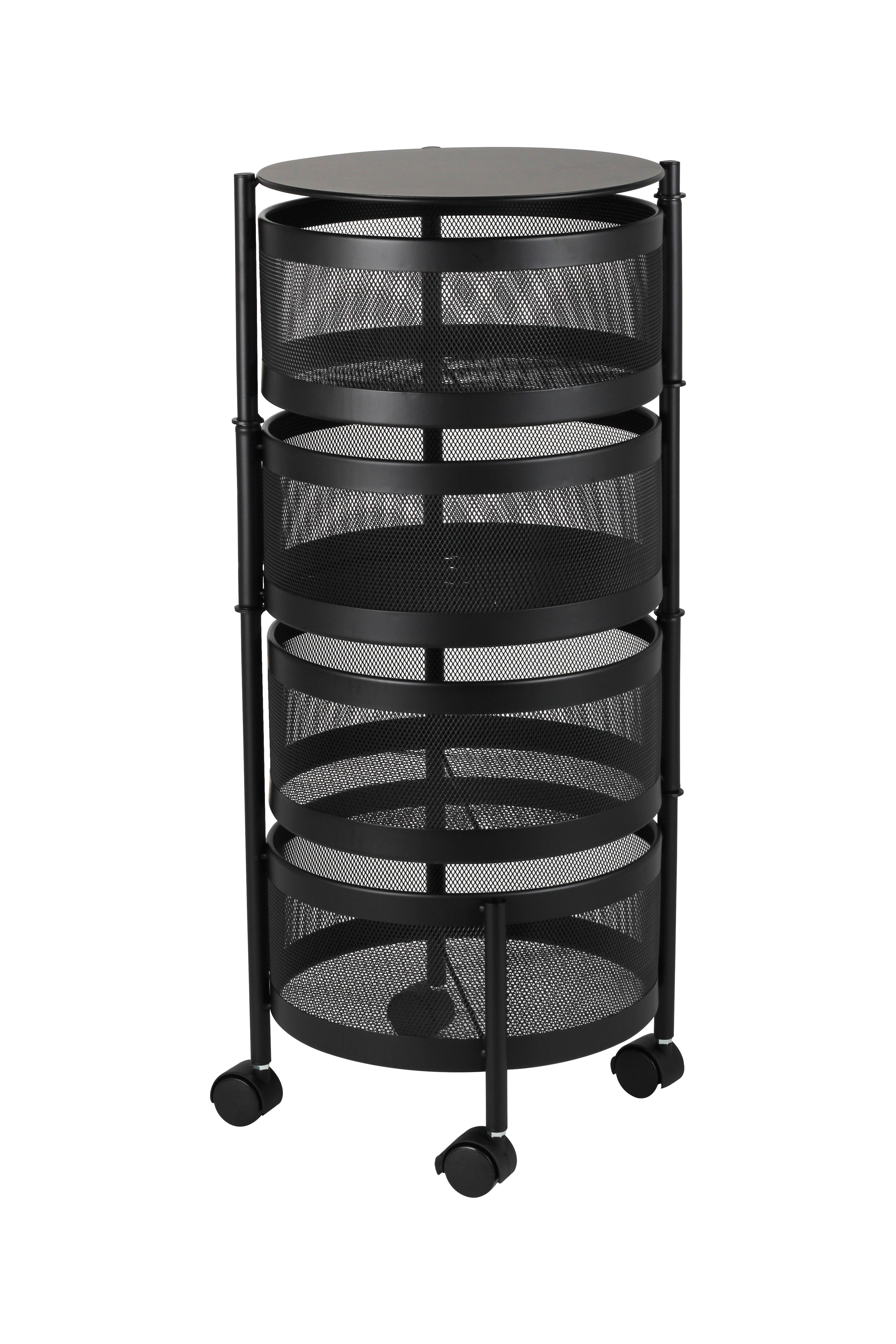 EVI TROLLEY WITH 4 LAYERS BLACK 31.5X31.5X72.5CM