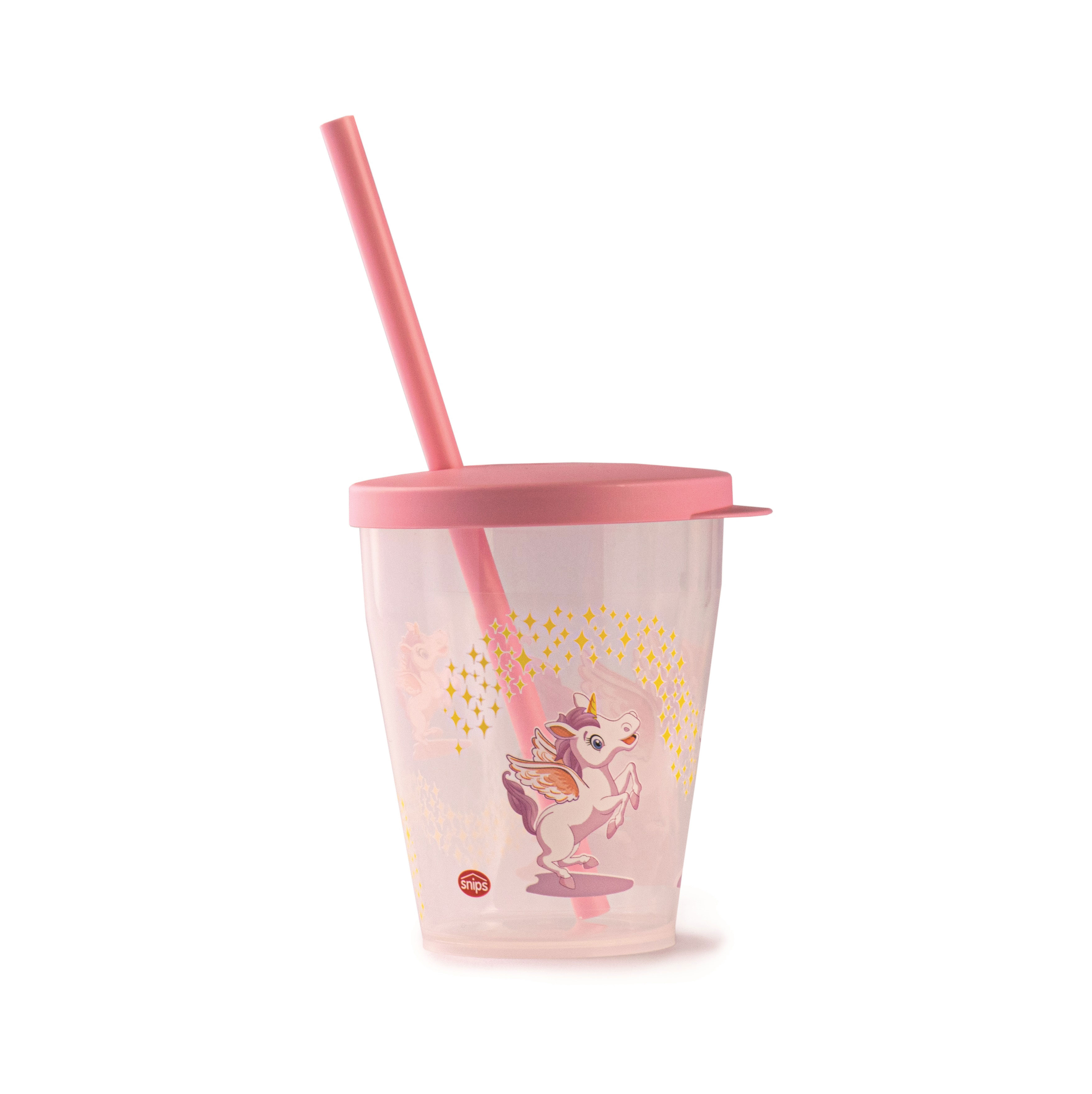 SNIPS UNICORN PLASTIC CUP WITH LID 385ML