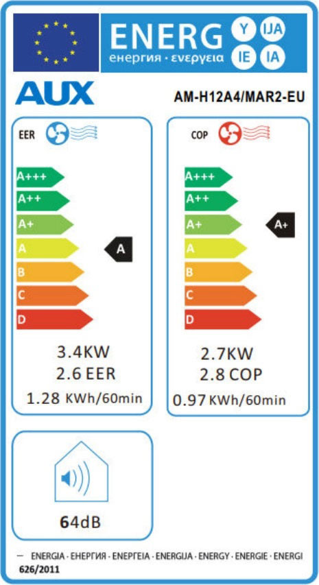 AUX MFR2-EU PORTABLE AIR CONDITIONER 12000BTU ENERGY CLASS A