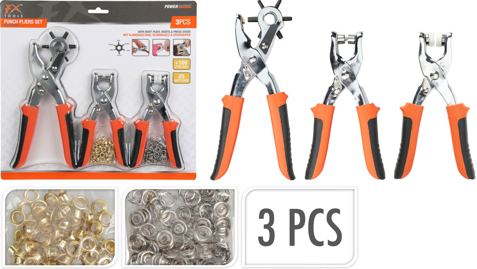HOLE PUNCH AND EYELET PLIERS SET OF 3PCS