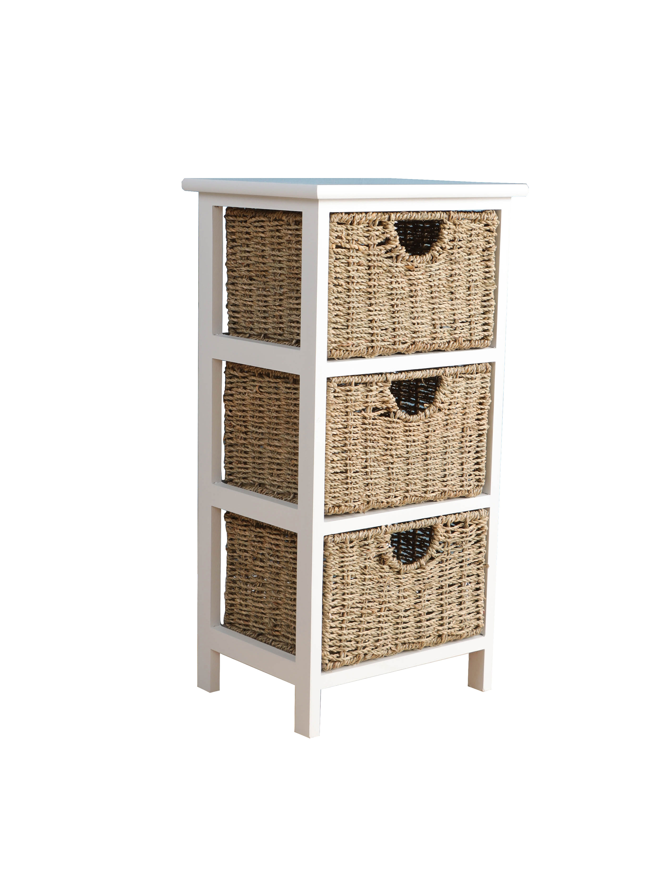 TINA WOODEN CHECT WITH 3 BASKETS