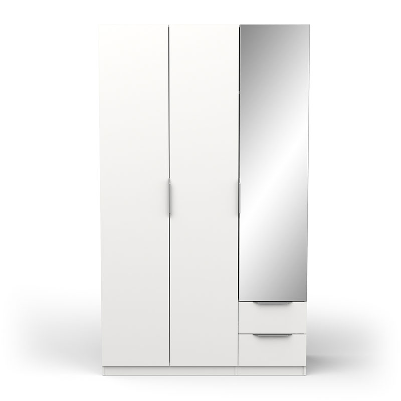 GHOST WARDROBE 3 DOORS - 2 DRAWERS AND A MIRROR - WHITE