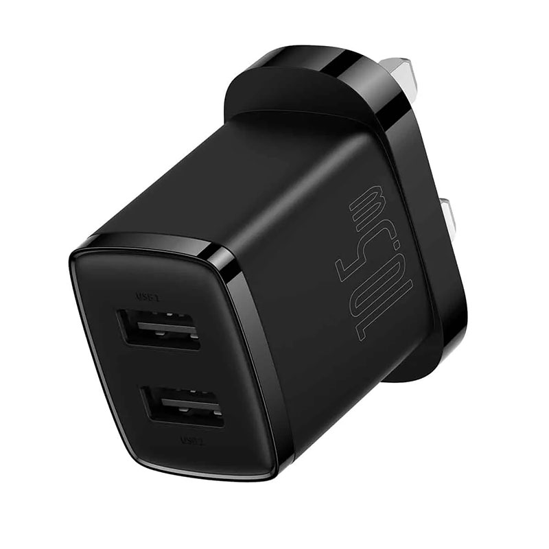 BASEUS WALL CHARGER 2.1A DUAL USB UK - BLACK