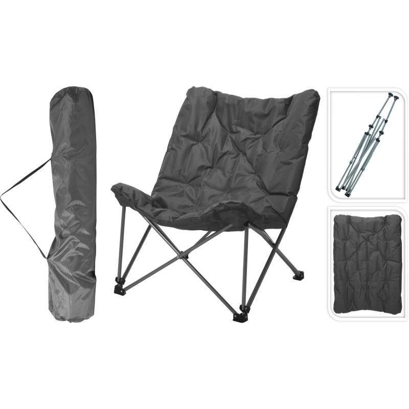 CAMPING CHAIR WITH CUSHION - GREY