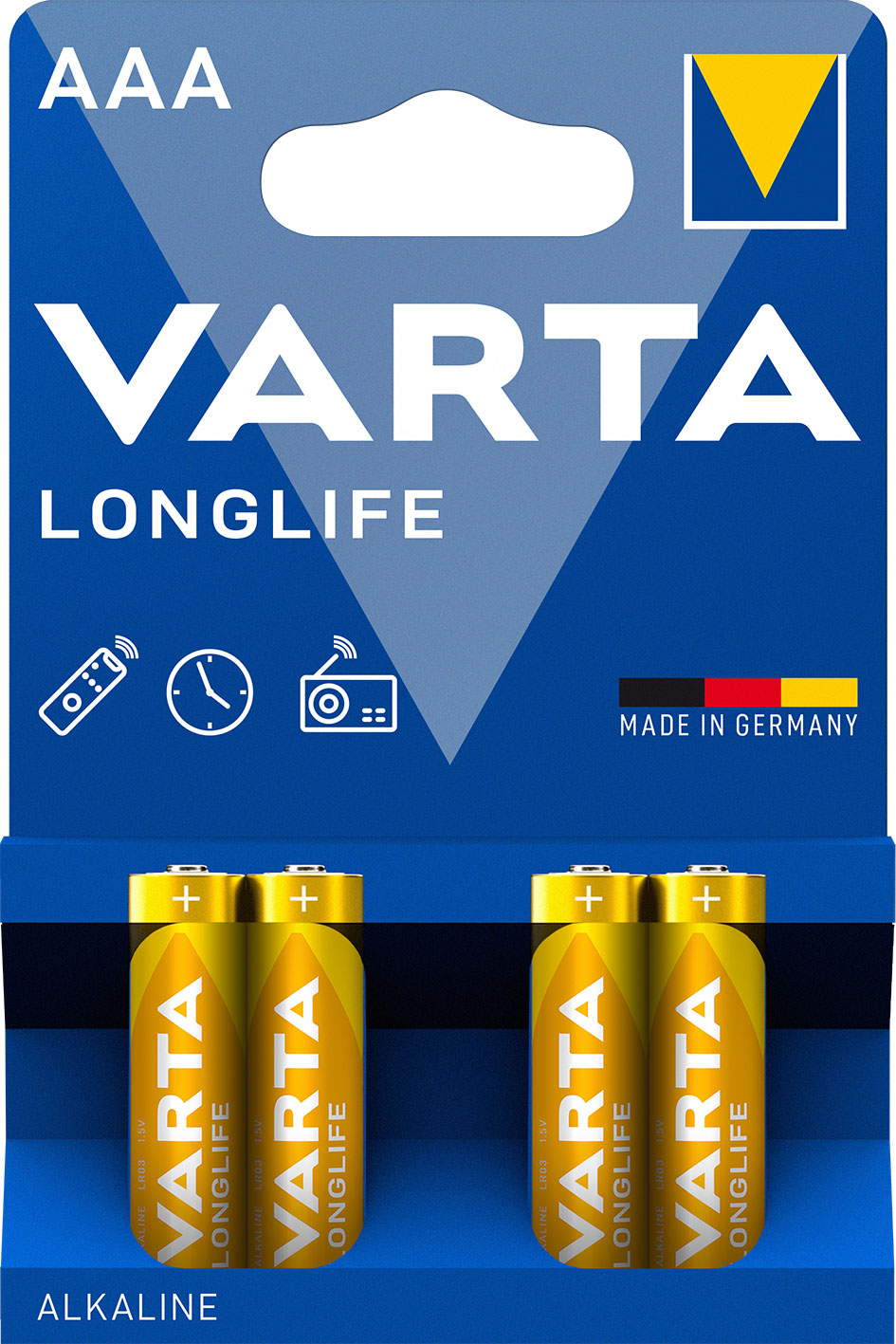 Varta Long Life Alkaline AAA Batteries Pack of 4