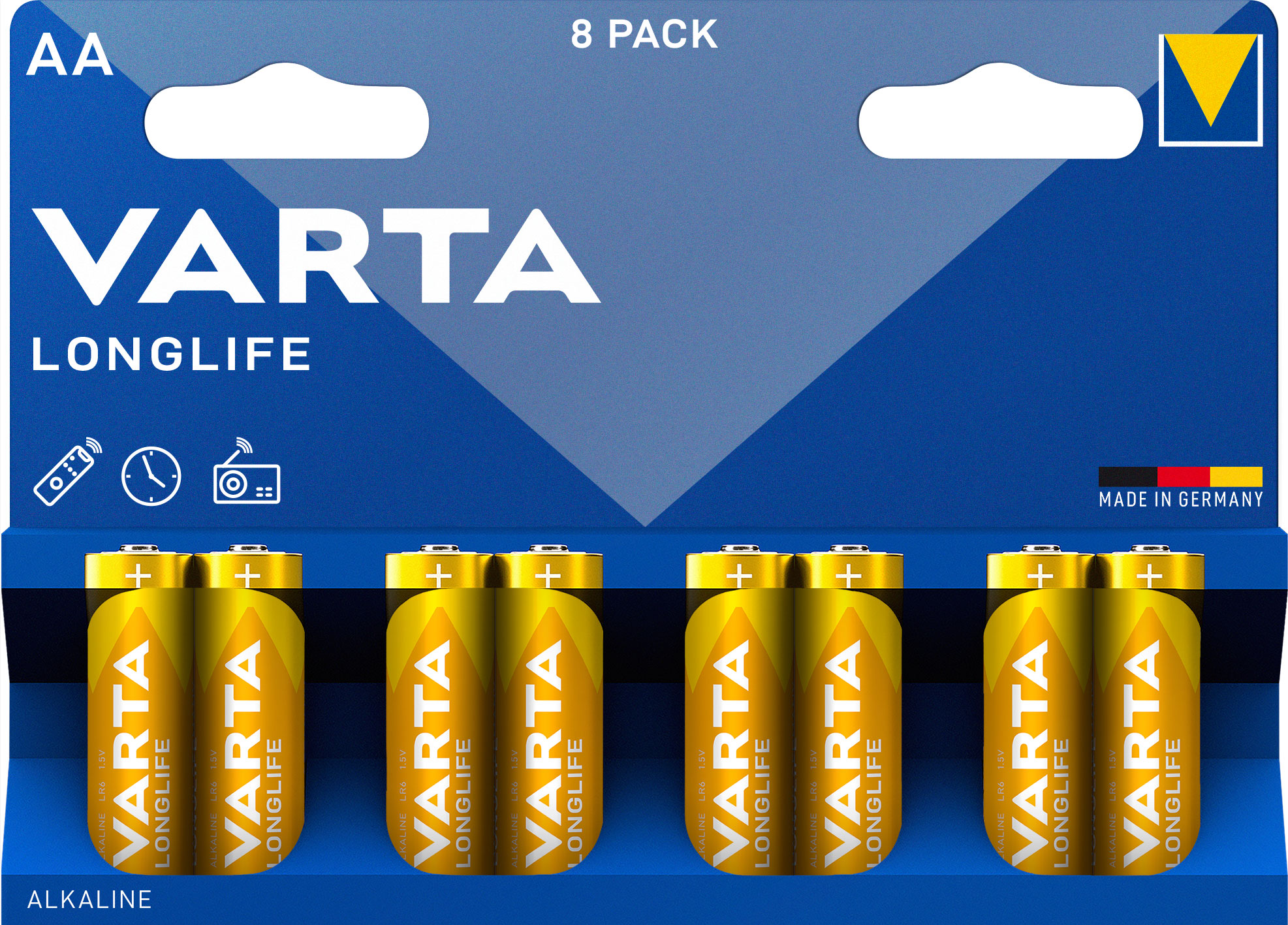 Varta Longlife Alkaline Batteries Aa, Mignon LR6, 1,5V, 8-PACK