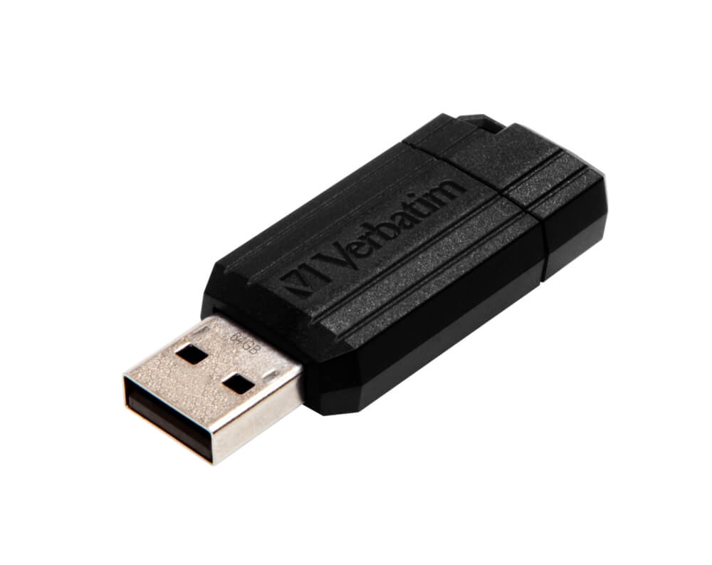 Verbatim Store n Go PinStripe 49065 64GB USB 2.0 Flash Drive Black Push and Pull Sliding 54 mm 8.6g
