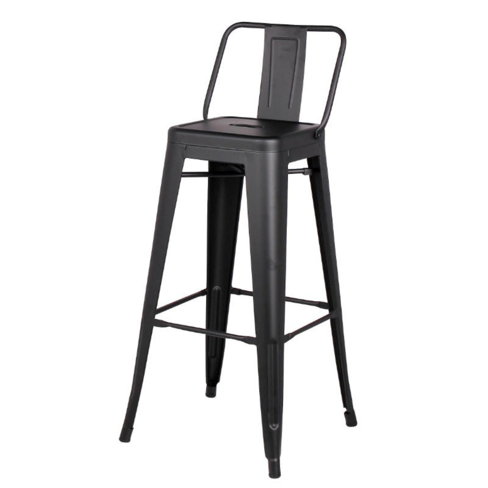 SUPERLIVING JONES STOOL WITH BACKREST 43X43X100CM - BLACK