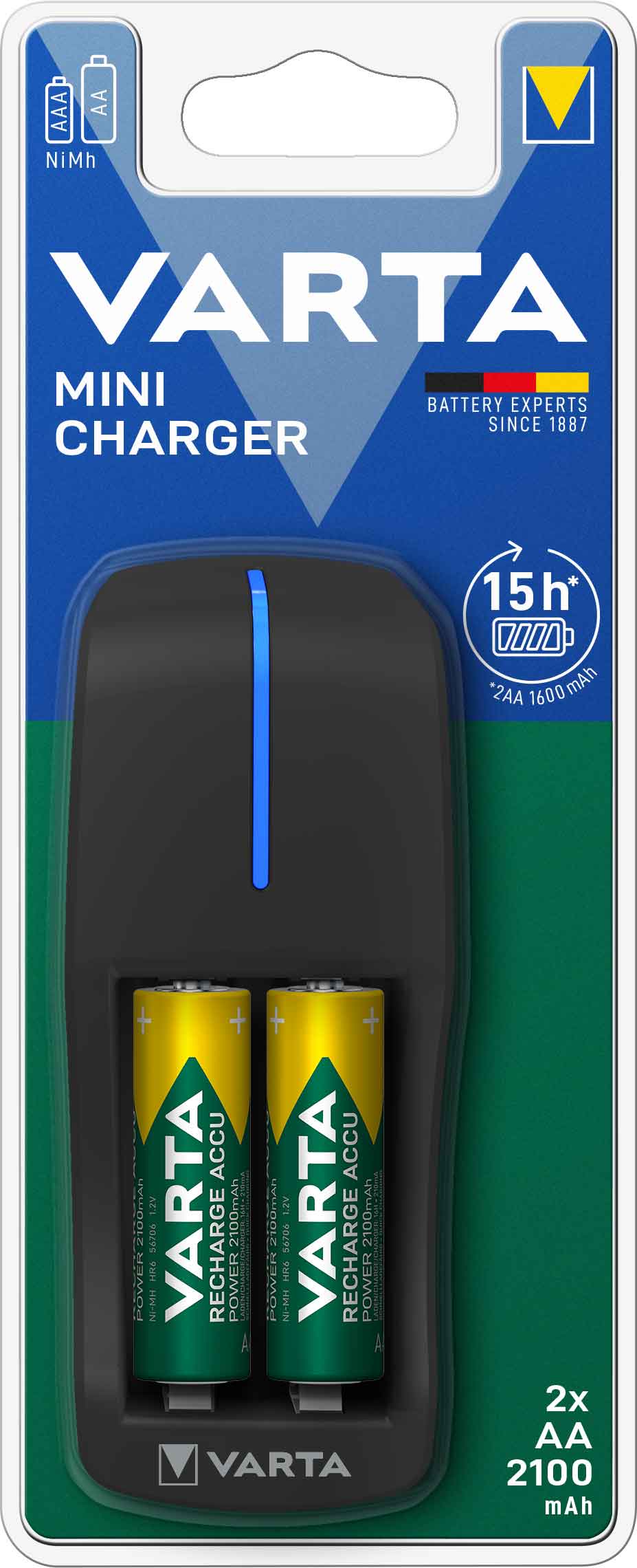Varta Mini Charger For 2AA/Aaa Accus (Incl. 2X Aa 2100MAH Rechargeable Batteries)