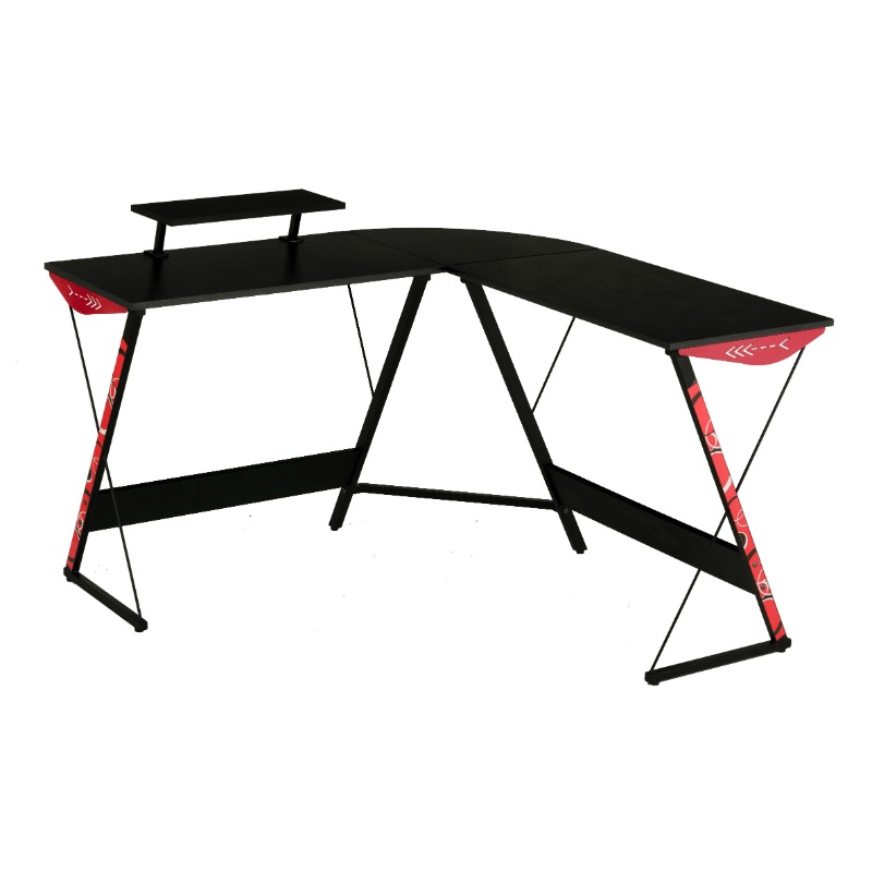 SUPER LIVING ZEUS GAMING DESK 125X125X87.5CM - BLACK / RED