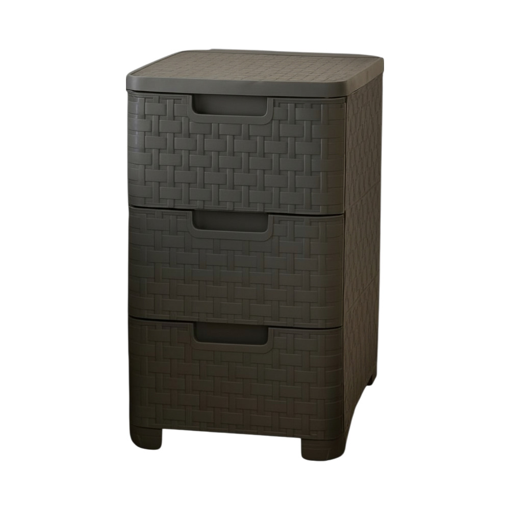 PARAGON RATTAN DRAWER WITH 3 DRAWERS 33X37.5X62.7CM - BLACK