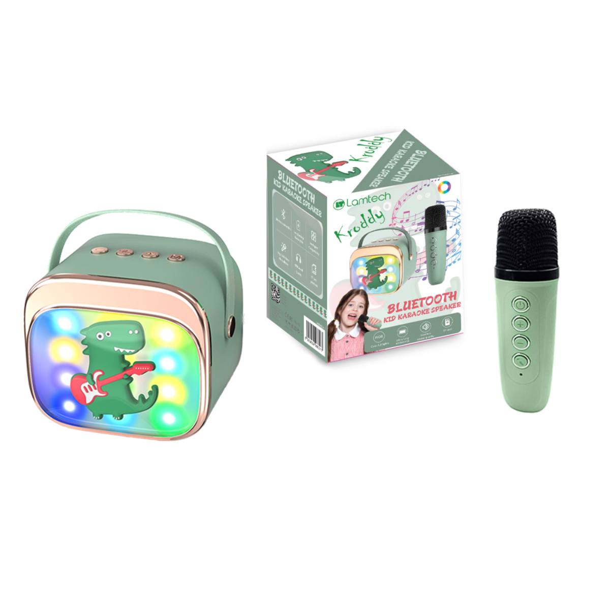 Lamtech Speaker with Microphone Lamtech Kid Karaoke Kroddy LAM980213 Green (3)
